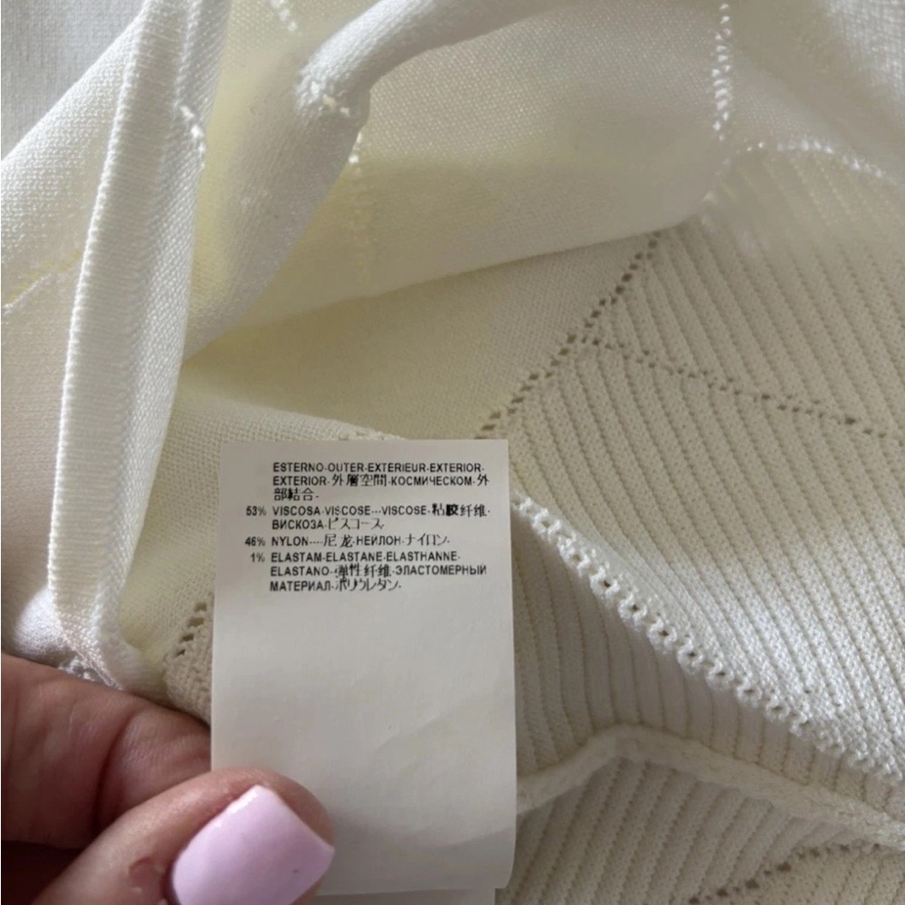 Versace Collection ivory zigzag poly textured 3/4 Slv sweater women size 46/US10 - Picture 6 of 6